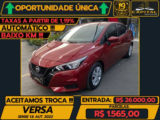 NISSAN VERSA 1.6 16V FLEX SENSE XTRONIC NISSAN VERSA 1.6 16V FLEX SENSE XTRONIC